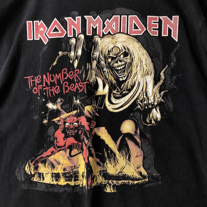 IRON MAIDEN Iron Maiden Band T-shirt Band T Men's XL size cotton black type Vintage Second Hand