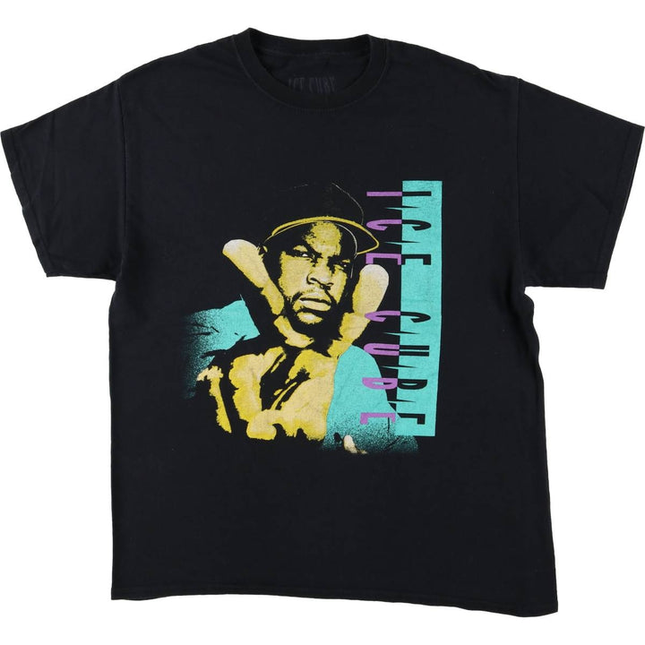 ICE CUBE Rap T-shirt, Men's L size cotton black type Vintage Second Hand