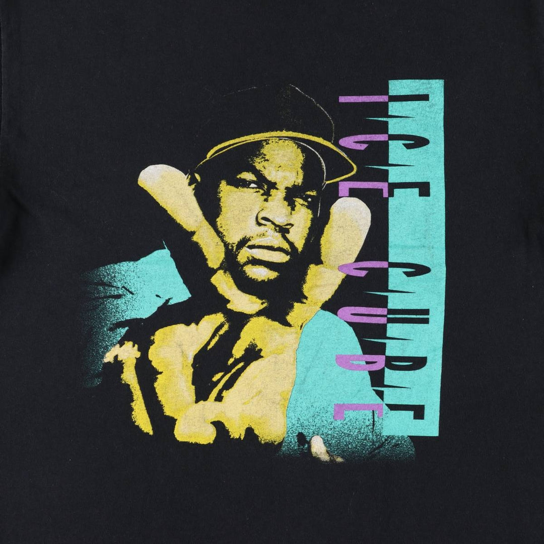 ICE CUBE Rap T-shirt, Men's L size cotton black type Vintage Second Hand
