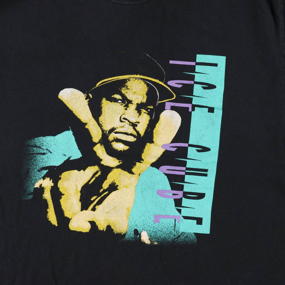 ICE CUBE Rap T-shirt, Men's L size unclear black type Vintage Second Hand