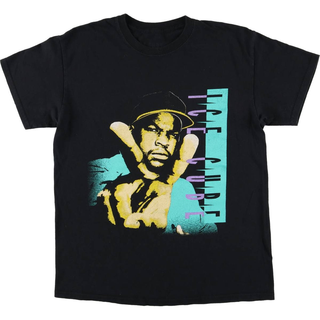 ICE CUBE Rap T-shirt, Men's M size cotton black type Vintage Second Hand