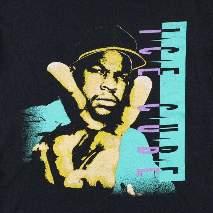 ICE CUBE Rap T-shirt, Men's M size cotton black type Vintage Second Hand