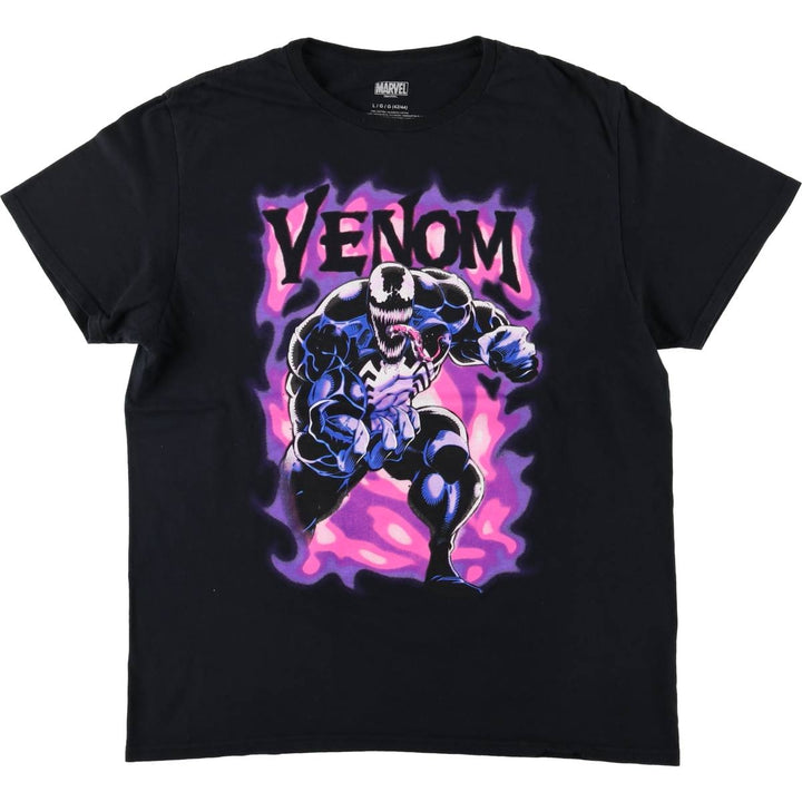 Marvel VENOM Character Print T-Shirt, Men's L size cotton black type Vintage Second Hand
