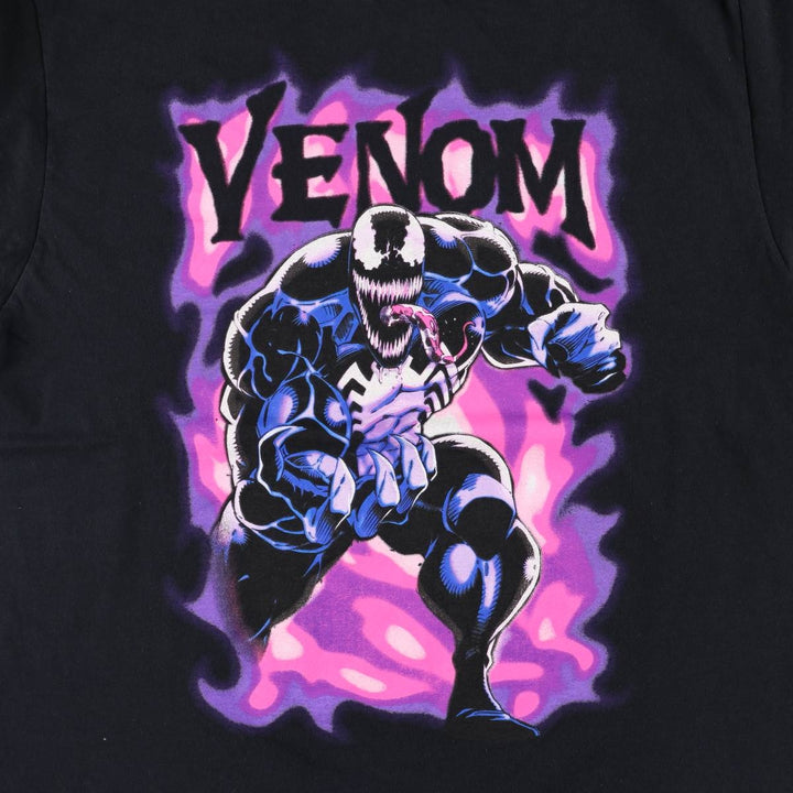 Marvel VENOM Character Print T-Shirt, Men's L size cotton black type Vintage Second Hand