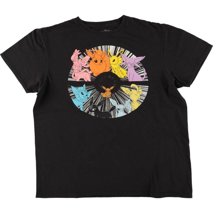 POKEMON Pokemon Anime Character Print T-Shirt Men's Size L cotton black type Vintage Second Hand