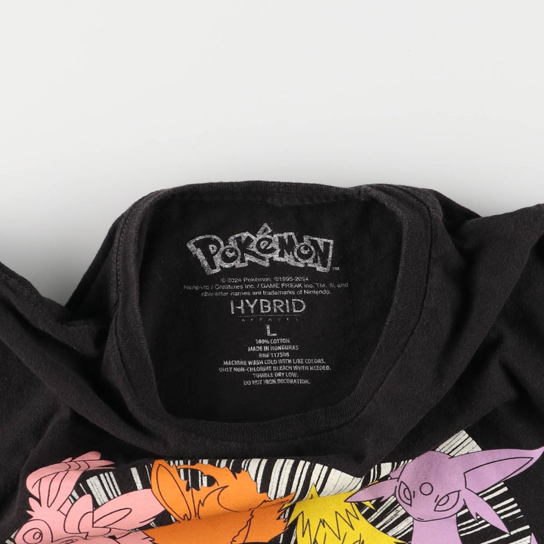 POKEMON Pokemon Anime Character Print T-Shirt Men's Size L cotton black type Vintage Second Hand