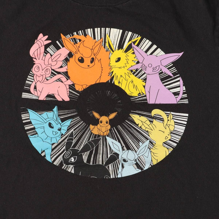 POKEMON Pokemon Anime Character Print T-Shirt Men's Size L cotton black type Vintage Second Hand