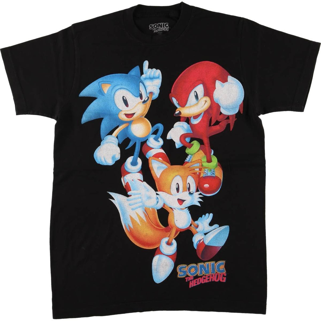 SONIC Sonic character print T-shirt, men's size S cotton black type Vintage Second Hand