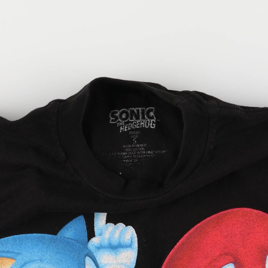 SONIC Sonic character print T-shirt, men's size S cotton black type Vintage Second Hand