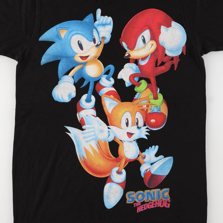 SONIC Sonic character print T-shirt, men's size S cotton black type Vintage Second Hand