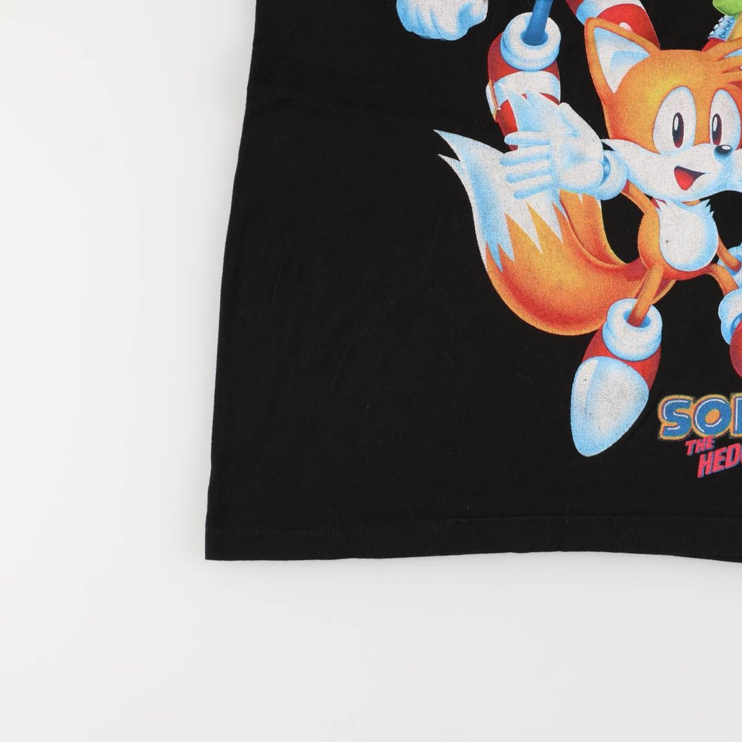 SONIC Sonic character print T-shirt, men's size S cotton black type Vintage Second Hand