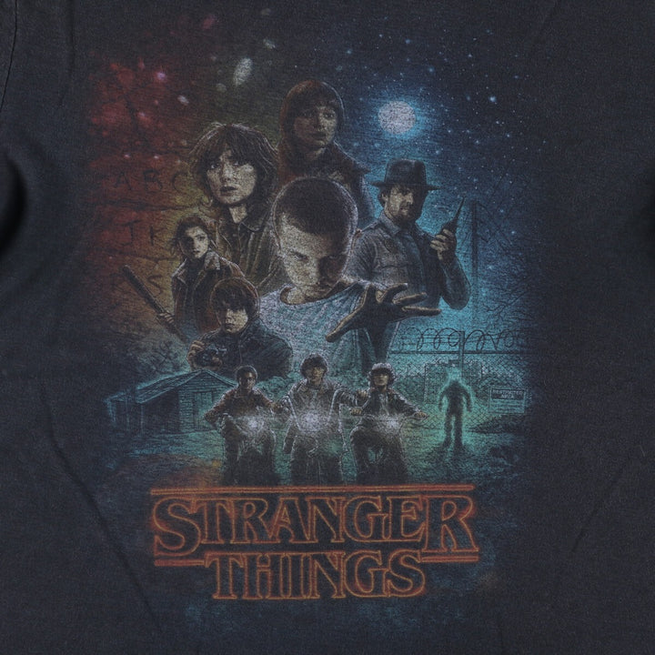 STRANGER THINGS Stranger Things Movie T-shirt Men's M size cotton black type Vintage Second Hand