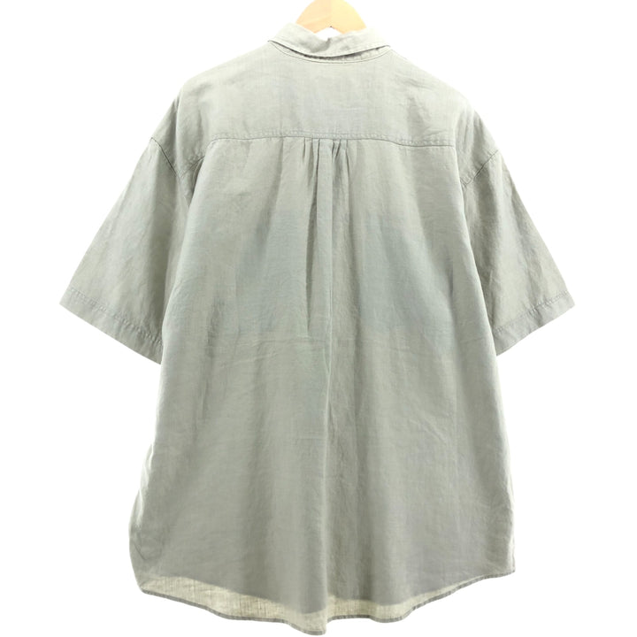 90'S Gooch short sleeve linen shirt, men's XL size, vintage linen Khaki type Vintage Second Hand