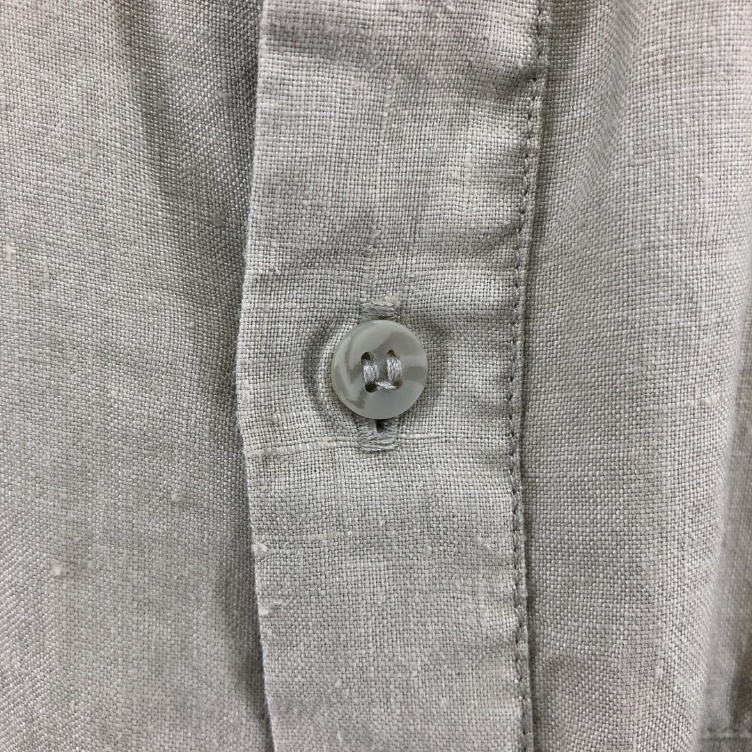 90'S Gooch short sleeve linen shirt, men's XL size, vintage linen Khaki type Vintage Second Hand