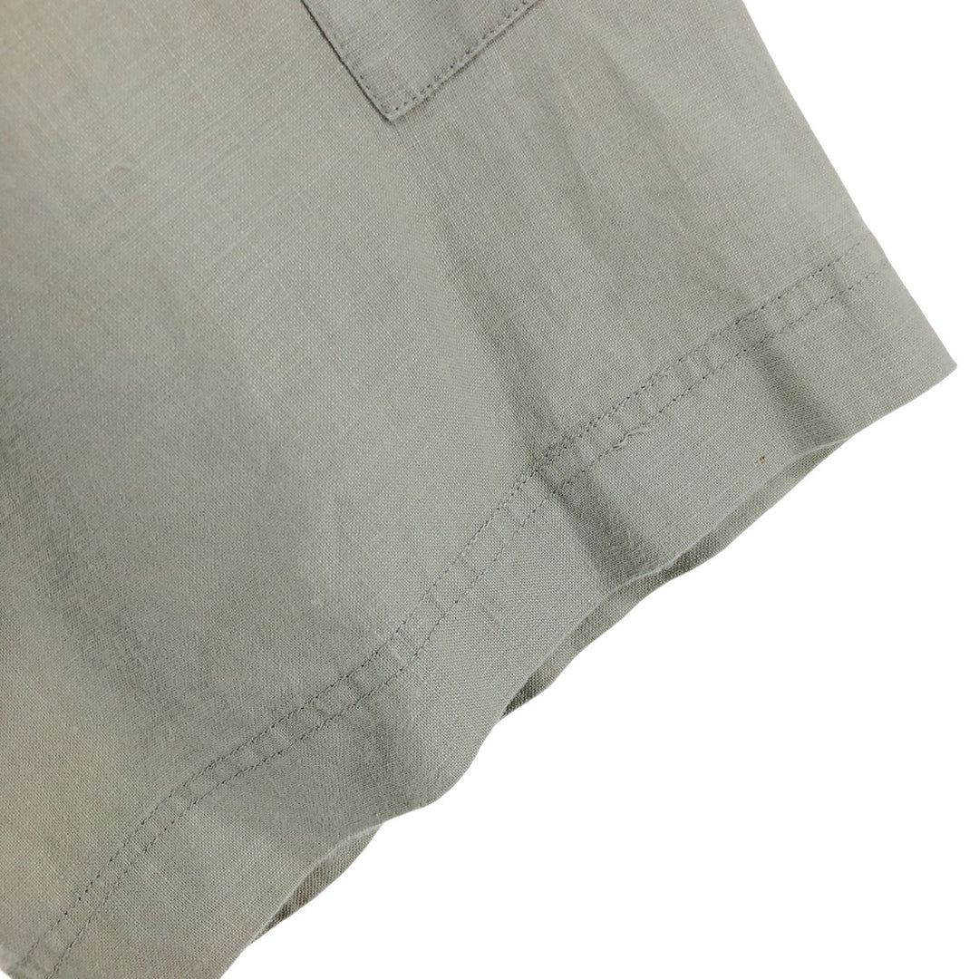 90'S Gooch short sleeve linen shirt, men's XL size, vintage linen Khaki type Vintage Second Hand