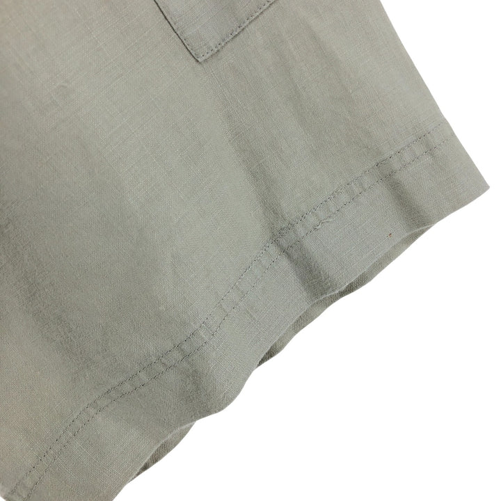 90'S Gooch short sleeve linen shirt, men's XL size, vintage linen Khaki type Vintage Second Hand