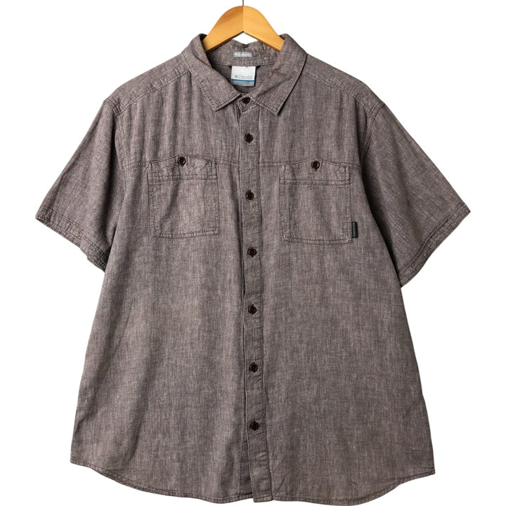 Columbia Regular Fit Short Sleeve Hemp and Cotton Shirt, Men's Size L Hemp gray type Vintage Second Hand