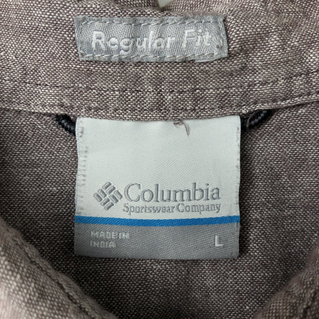 Columbia Regular Fit Short Sleeve Hemp and Cotton Shirt, Men's Size L Hemp gray type Vintage Second Hand