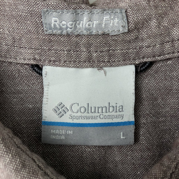 Columbia Regular Fit Short Sleeve Hemp and Cotton Shirt, Men's Size L Hemp gray type Vintage Second Hand