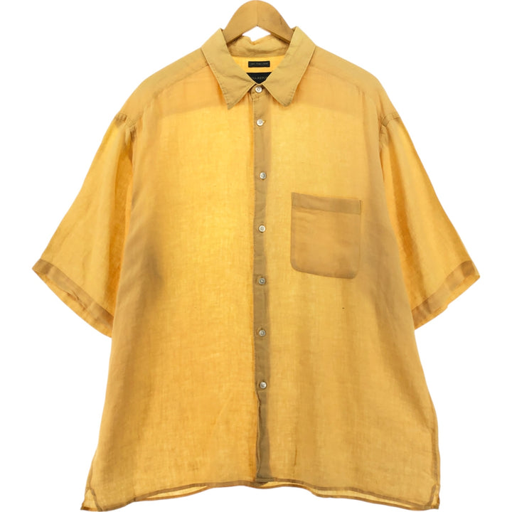 00'S Banana Republic Short Sleeve Linen Shirt Box Shirt Men's XL Size linen orange type Vintage Second Hand