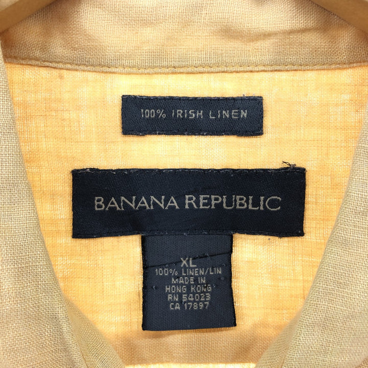 00'S Banana Republic Short Sleeve Linen Shirt Box Shirt Men's XL Size linen orange type Vintage Second Hand