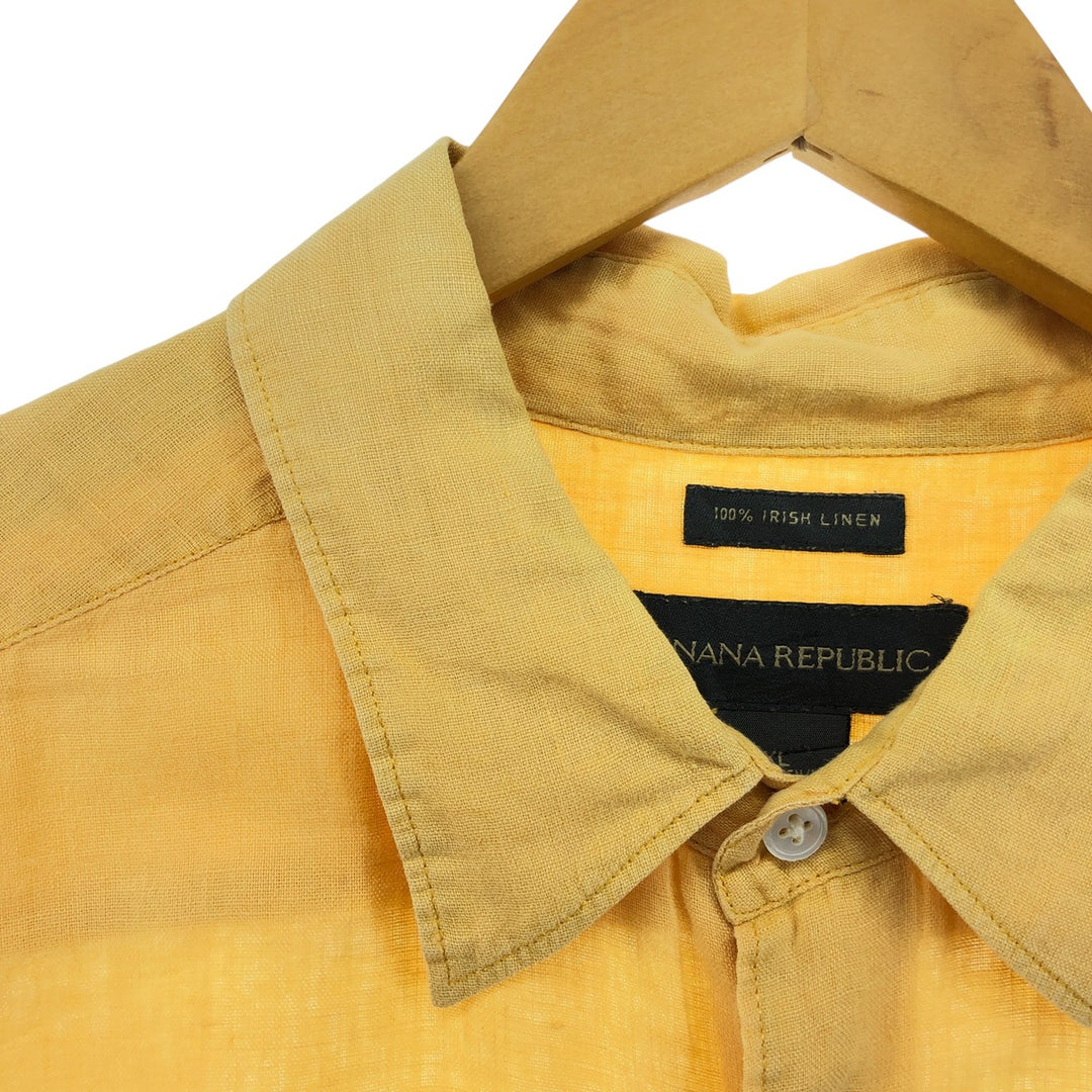 00'S Banana Republic Short Sleeve Linen Shirt Box Shirt Men's XL Size linen orange type Vintage Second Hand