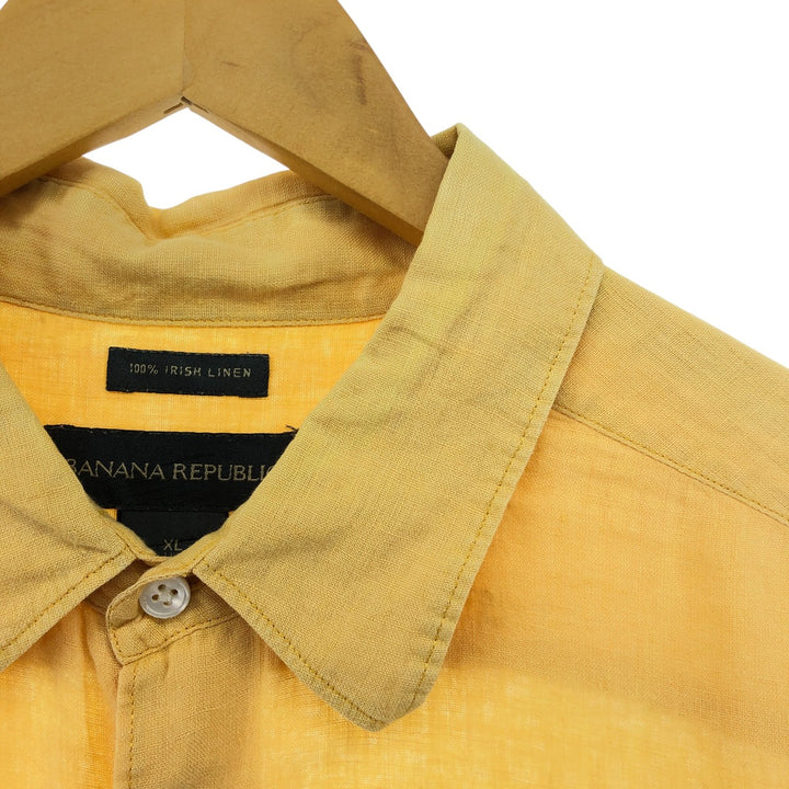 00'S Banana Republic Short Sleeve Linen Shirt Box Shirt Men's XL Size linen orange type Vintage Second Hand