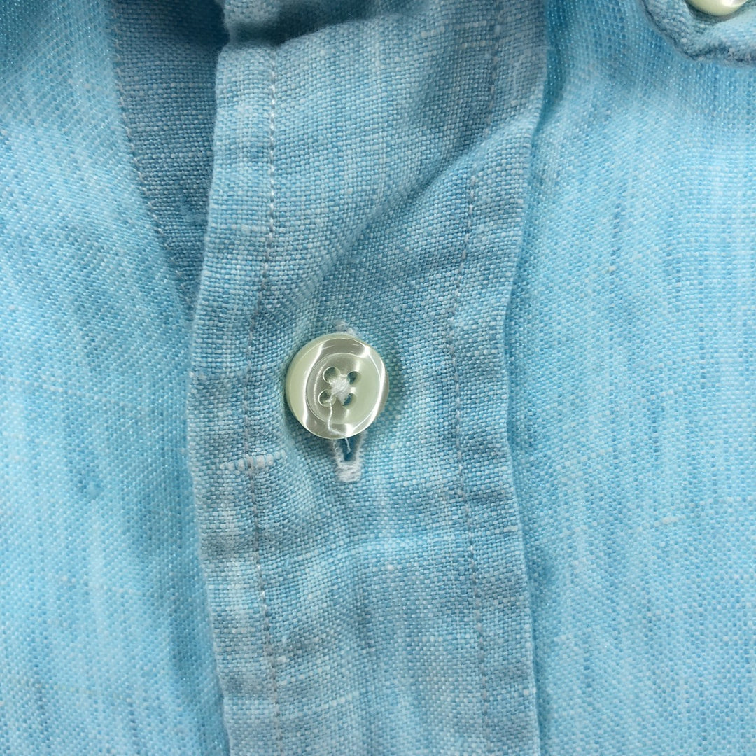 Brooks Brothers 1818 REGENT short sleeve linen button down shirt, men's size XL linen Blue type light blue Vintage Second Hand