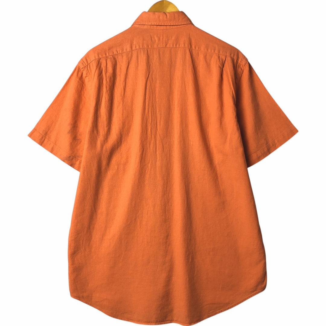 Ralph Lauren POLO by Ralph Lauren short sleeve linen shirt, men's size L linen orange type Vintage Second Hand