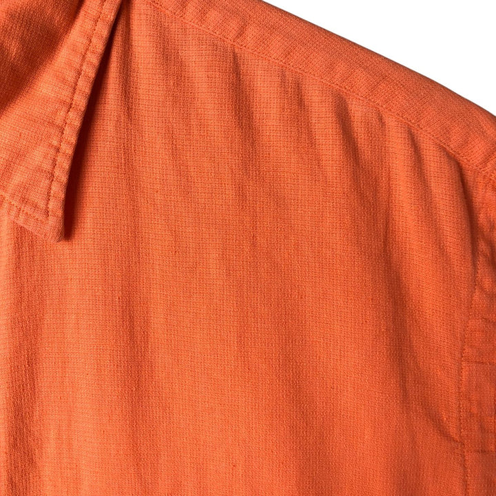 Ralph Lauren POLO by Ralph Lauren short sleeve linen shirt, men's size L linen orange type Vintage Second Hand