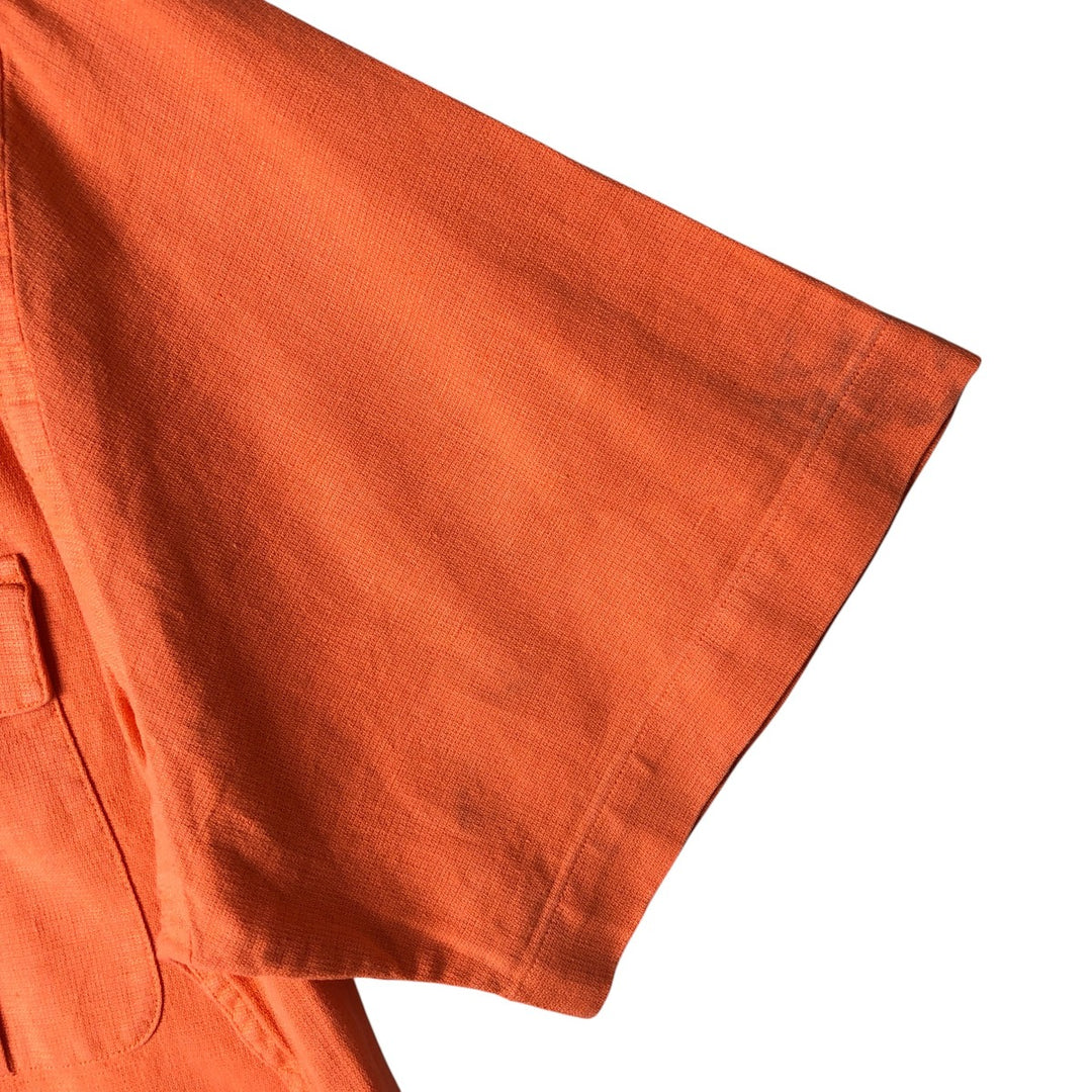 Ralph Lauren POLO by Ralph Lauren short sleeve linen shirt, men's size L linen orange type Vintage Second Hand