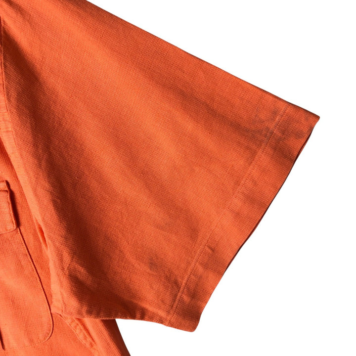 Ralph Lauren POLO by Ralph Lauren short sleeve linen shirt, men's size L linen orange type Vintage Second Hand