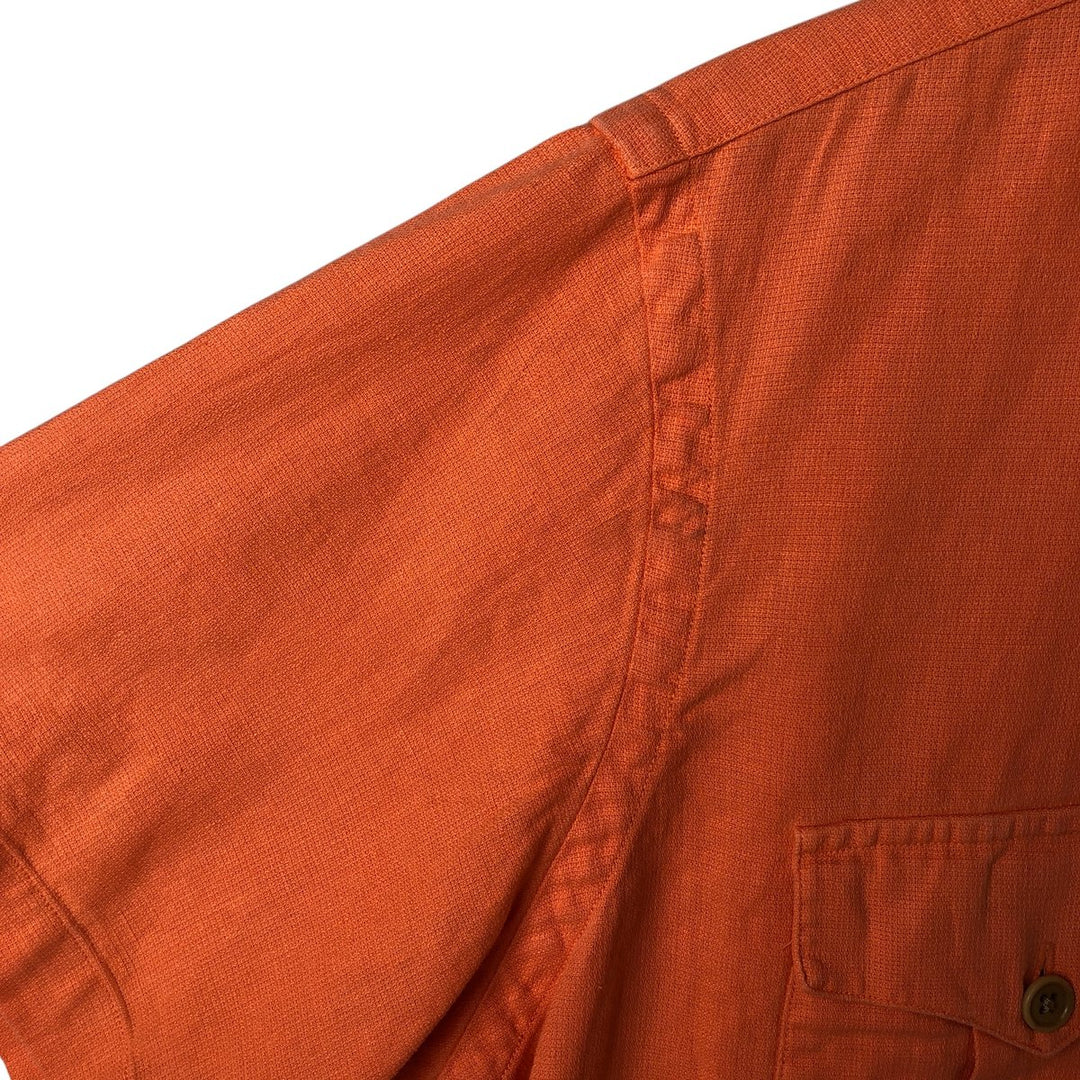 Ralph Lauren POLO by Ralph Lauren short sleeve linen shirt, men's size L linen orange type Vintage Second Hand