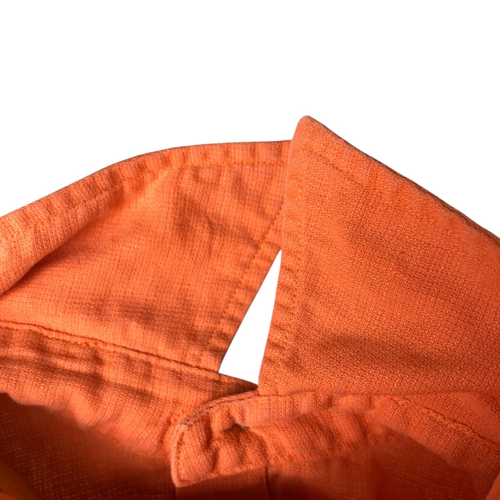Ralph Lauren POLO by Ralph Lauren short sleeve linen shirt, men's size L linen orange type Vintage Second Hand
