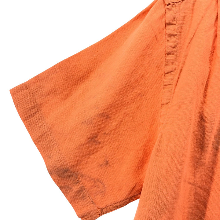 Ralph Lauren POLO by Ralph Lauren short sleeve linen shirt, men's size L linen orange type Vintage Second Hand