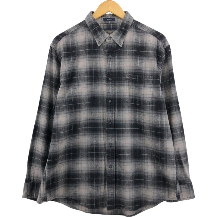 Pendleton PENDLETON MASON Ombre Check Long Sleeve Button Down Light Flannel Check Shirt Men's L size cotton black type Vintage Second Hand