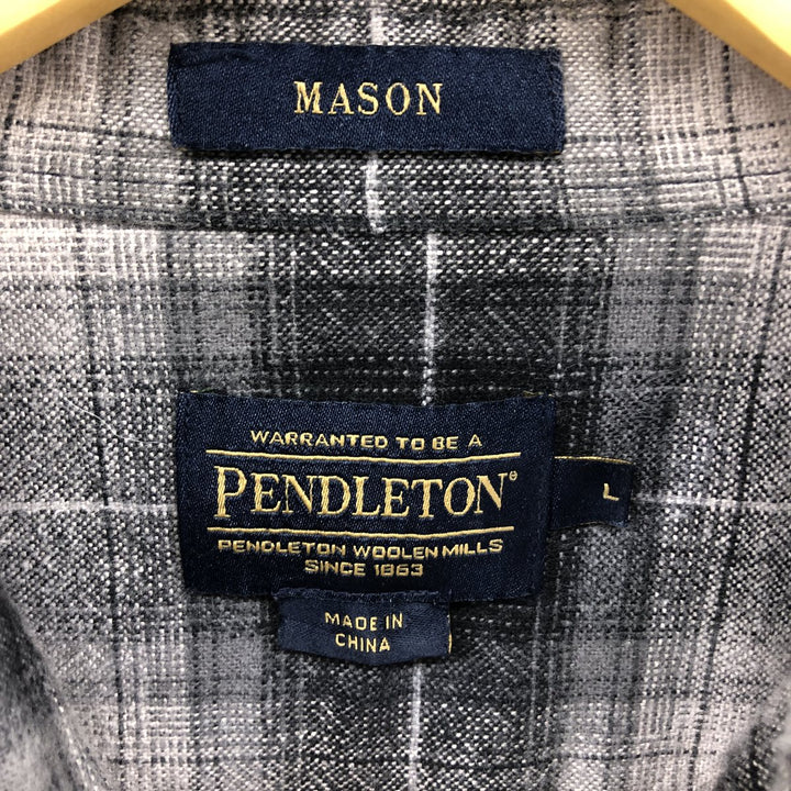 Pendleton PENDLETON MASON Ombre Check Long Sleeve Button Down Light Flannel Check Shirt Men's L size cotton black type Vintage Second Hand