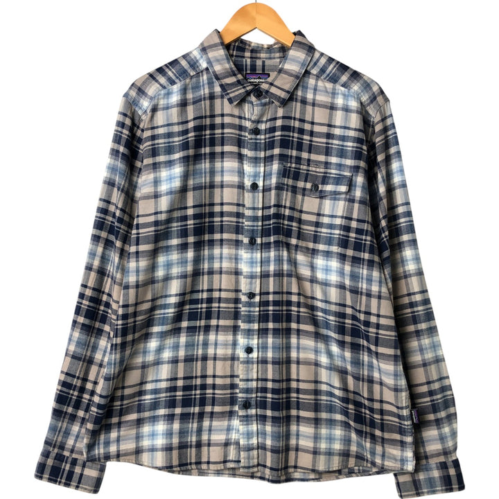 Patagonia Lightweight Fjord Flannel Shirt 54020SP18 Long Sleeve Flannel Check Shirt Men's Size L Organic cotton blue type Vintage Second Hand