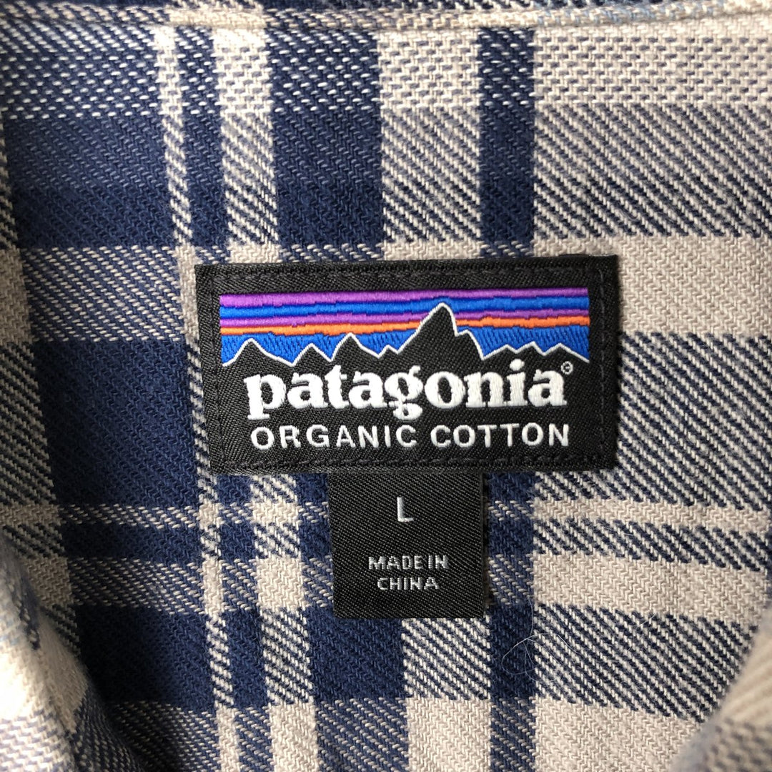 Patagonia Lightweight Fjord Flannel Shirt 54020SP18 Long Sleeve Flannel Check Shirt Men's Size L Organic cotton blue type Vintage Second Hand