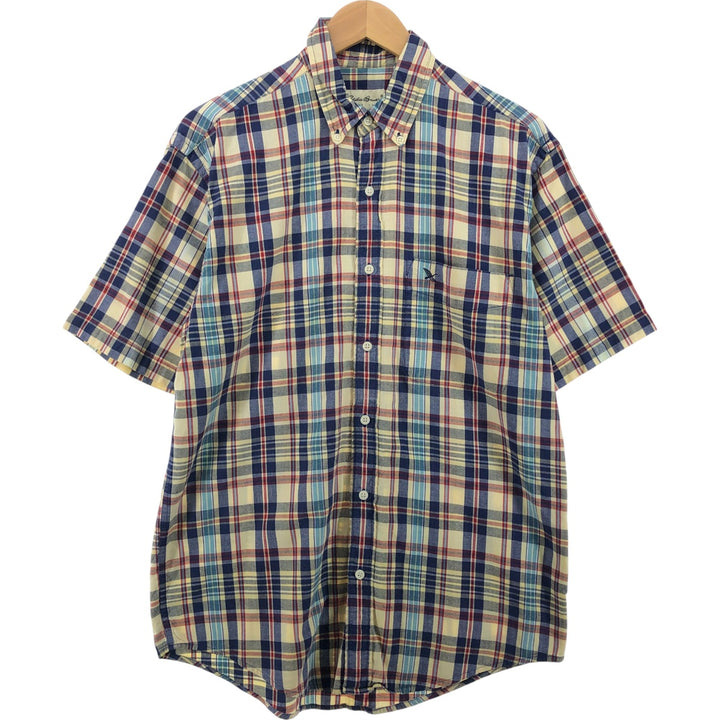 Eddie Bauer short sleeve button-down check shirt, men's size S cotton yellow type Vintage Second Hand