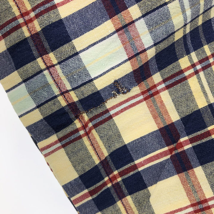 Eddie Bauer short sleeve button-down check shirt, men's size S cotton yellow type Vintage Second Hand