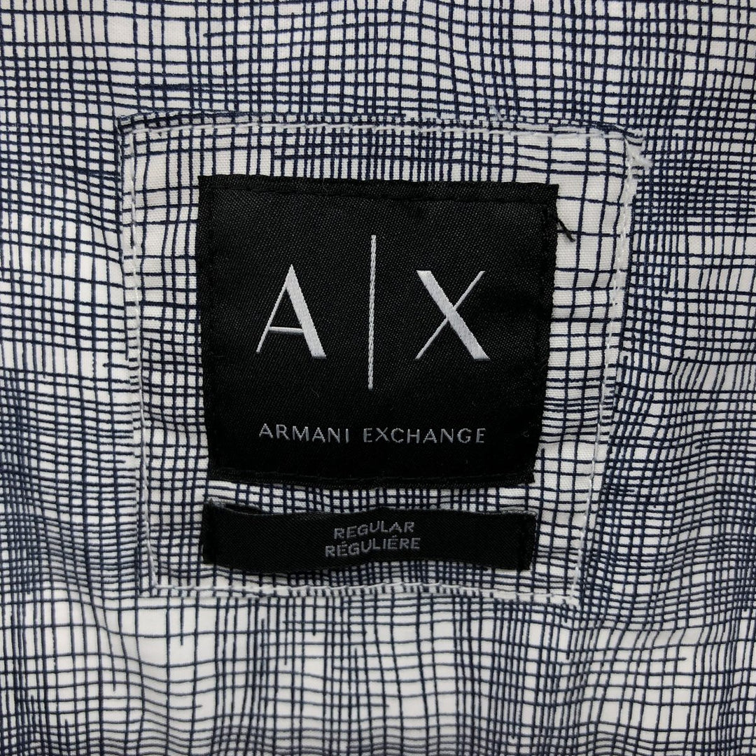 Armani ARMANI EXCHANGE Short Sleeve Cotton Check Shirt, Men's Size L cotton white type Vintage Second Hand