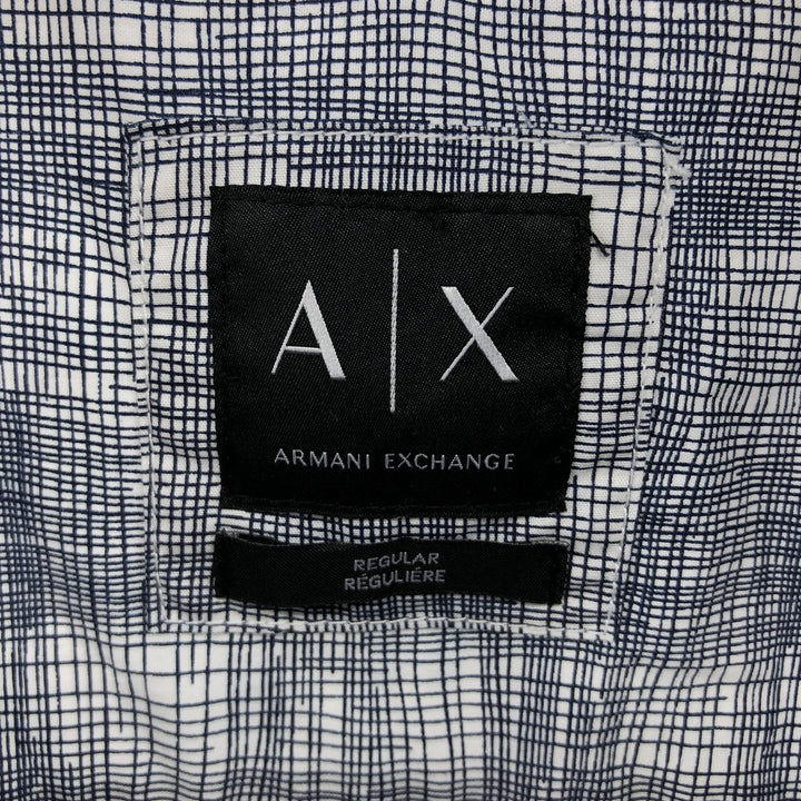 Armani ARMANI EXCHANGE Short Sleeve Cotton Check Shirt, Men's Size L cotton white type Vintage Second Hand
