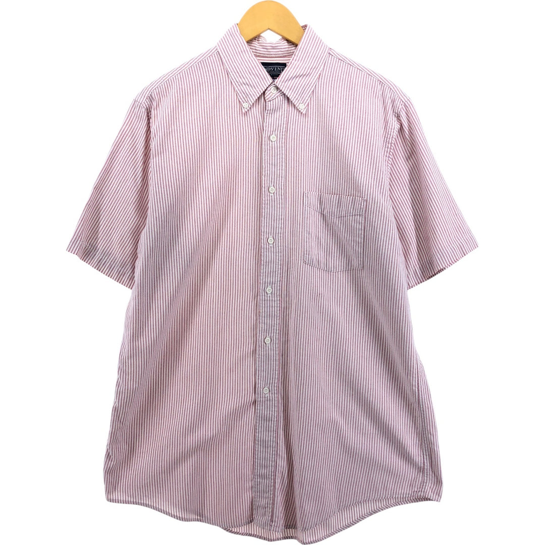 Vintage 1990'S Lands' End short-sleeved button-down striped shirt, made in the USA, size L. unclear red type Vintage Second Hand