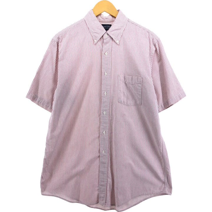 Vintage 1990'S Lands' End short-sleeved button-down striped shirt, made in the USA, size L. unclear red type Vintage Second Hand