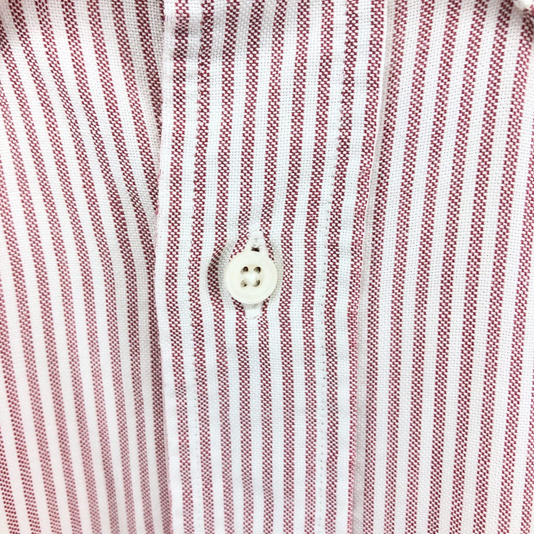 Vintage 1990'S Lands' End short-sleeved button-down striped shirt, made in the USA, size L. unclear red type Vintage Second Hand