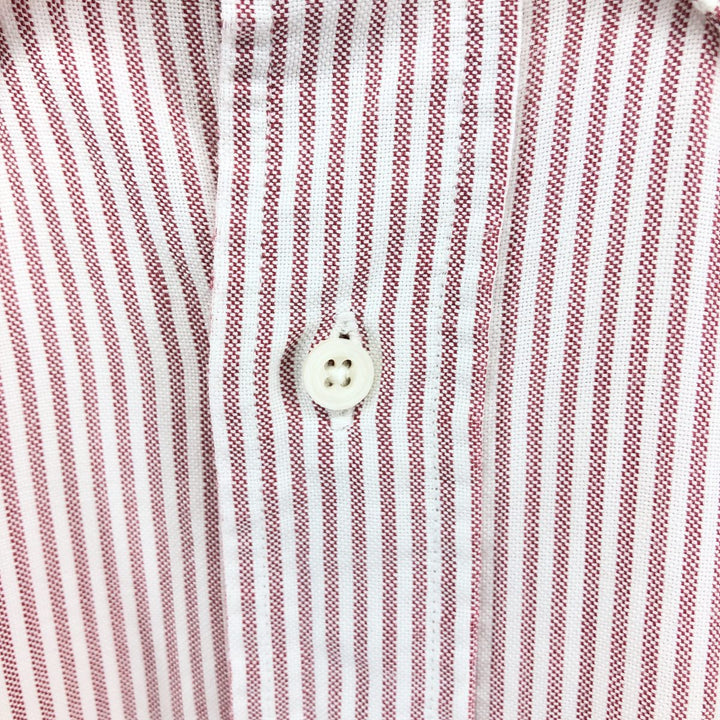Vintage 1990'S Lands' End short-sleeved button-down striped shirt, made in the USA, size L. unclear red type Vintage Second Hand