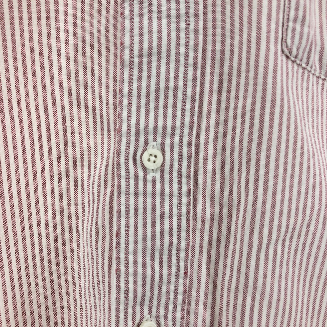 Vintage 1990'S Lands' End short-sleeved button-down striped shirt, made in the USA, size L. unclear red type Vintage Second Hand