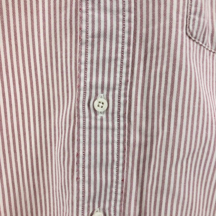 Vintage 1990'S Lands' End short-sleeved button-down striped shirt, made in the USA, size L. unclear red type Vintage Second Hand