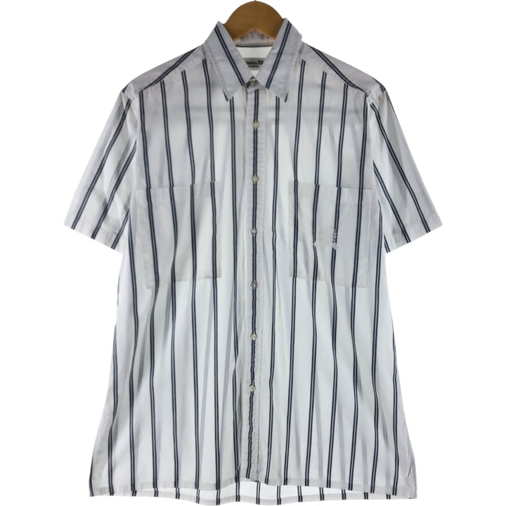 Christian Dior Short Sleeve Cotton Striped Shirt Box Shirt Men's M Size cotton white type Vintage Second Hand